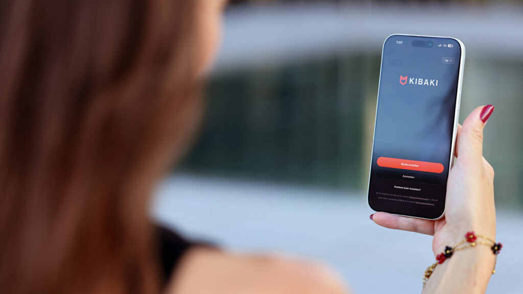 Startbildschirm der KIBAKI App auf Deutsch